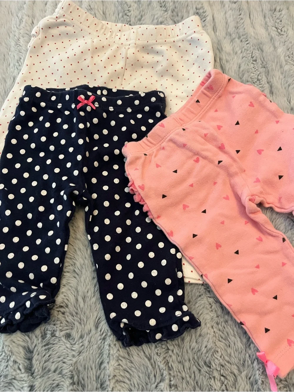 Gymboree White Baby Leggings with Pink Dot Print